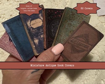 Miniature Antique Book Covers | Digital Printable | Mini Vintage Books | Tiny Victorian Books | Junk Journal Ephemera | Scrapbook Miniatures