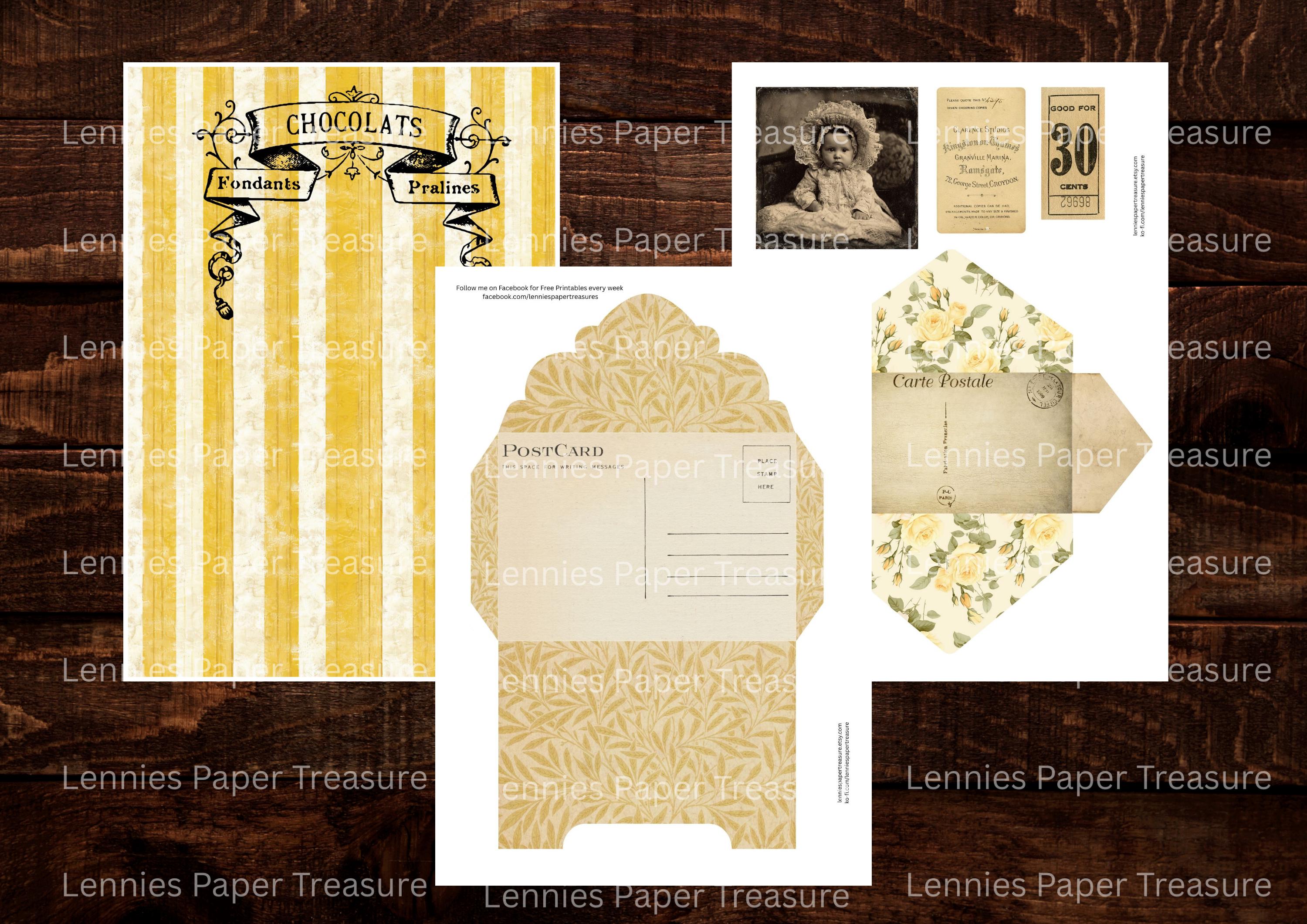 Spring Yellow Junk Journal Kit, Digital Download, Vintage Papers ...