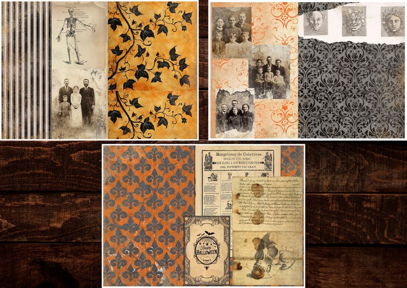 Vintage Halloween Digital Collage Pages & Ephemera | Printable Junk ...