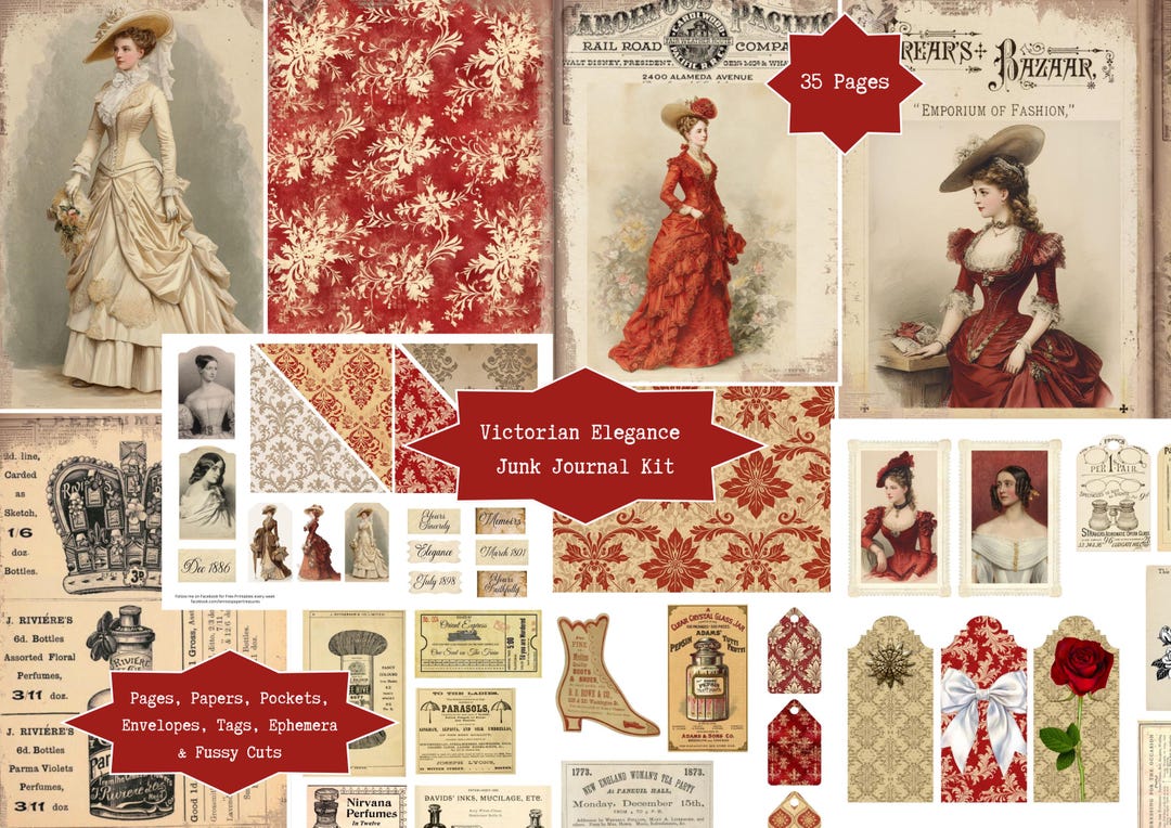 Victorian Elegance Junk Journal Kit | Digital Download | Journaling ...
