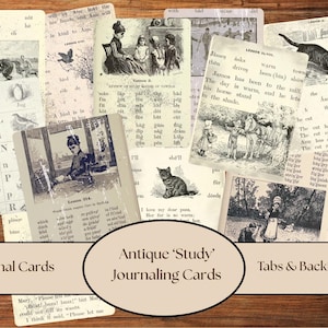Antieke 'studie'-dagboekkaarten | Digitale download | School | Leraar | Flashkaarten | Vintage ephemera | Antieke schrijfkaarten | Afdrukbare items
