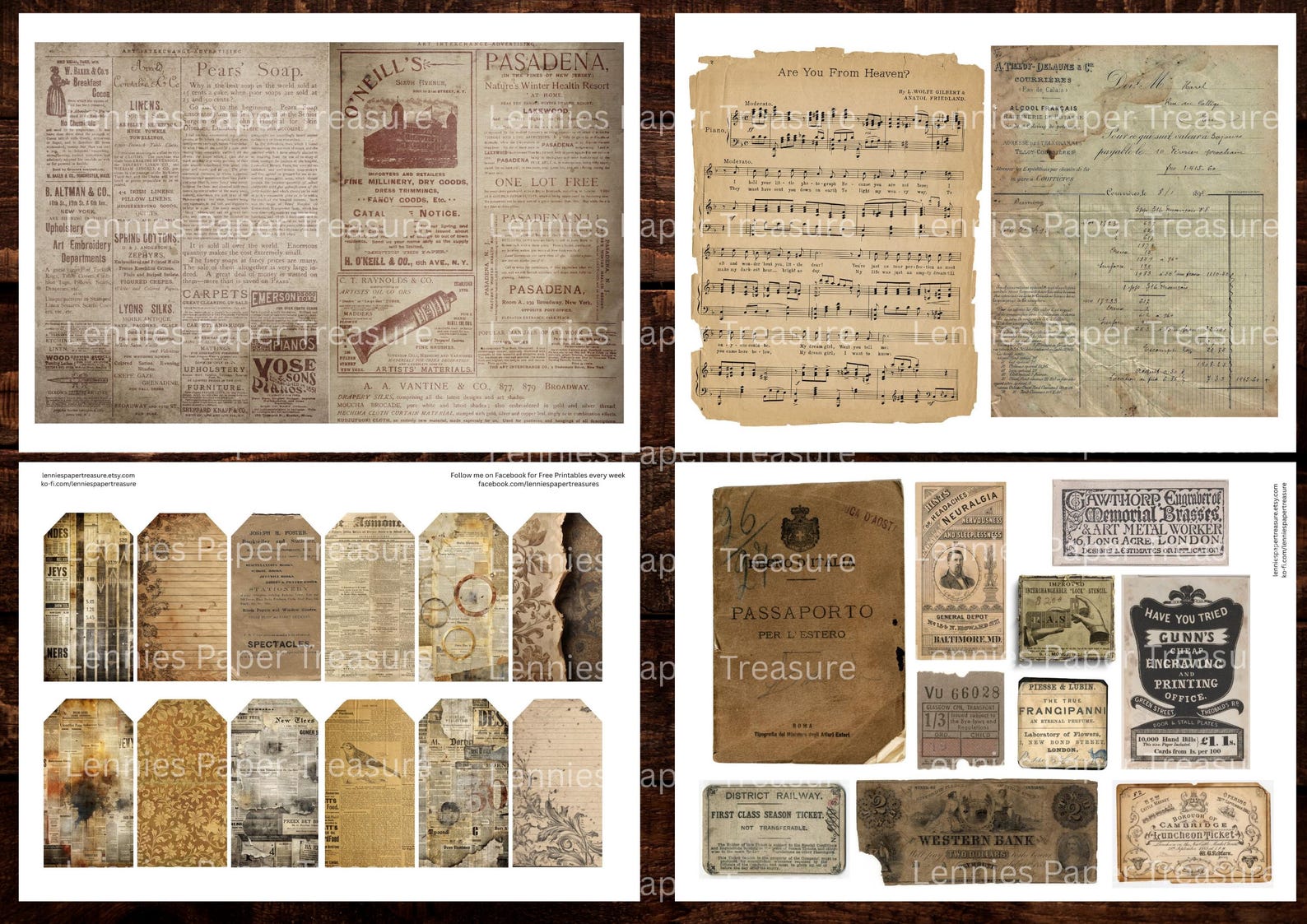 Vintage Grunge Junk Journal Kit | Printable Old Antique Pages ...