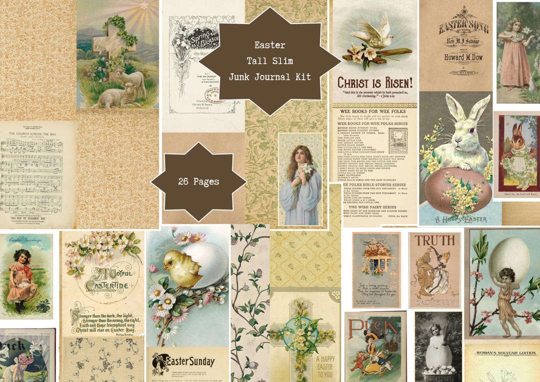 Easter Tall Slim Junk Journal Kit, Digital Download, Vintage Collage ...