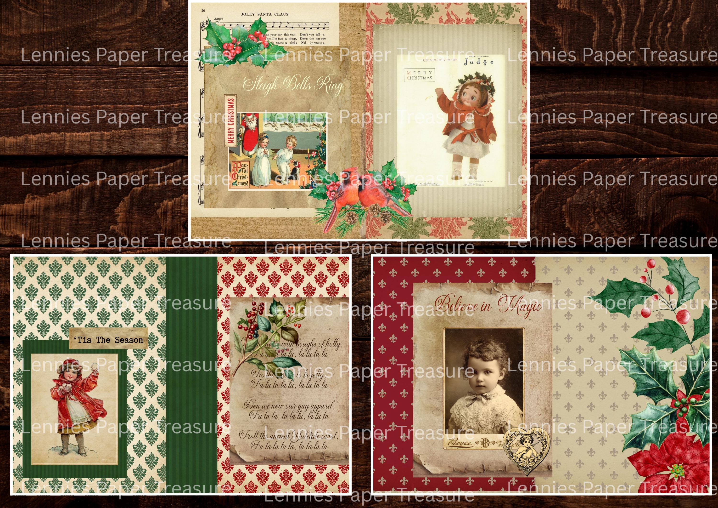 Vintage Christmas Collage Pack | Printable Junk Journal Kit, Mixed ...