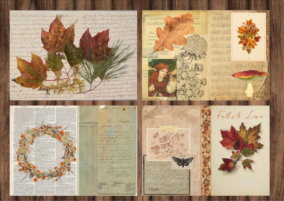 Rustic Autumn Junk Journal Printable Paper Pack | Digital Vintage ...