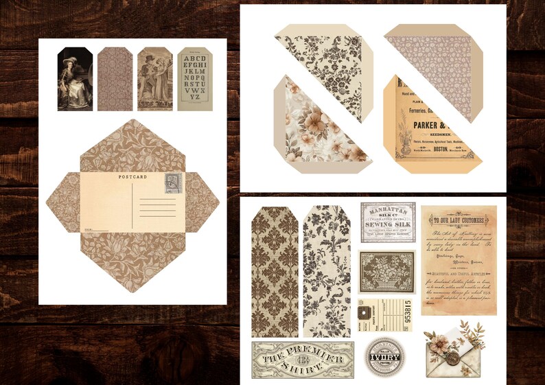 Vintage Neutral Junk Journal Kit | Digital Papers, Pages, Pockets, Tags ...