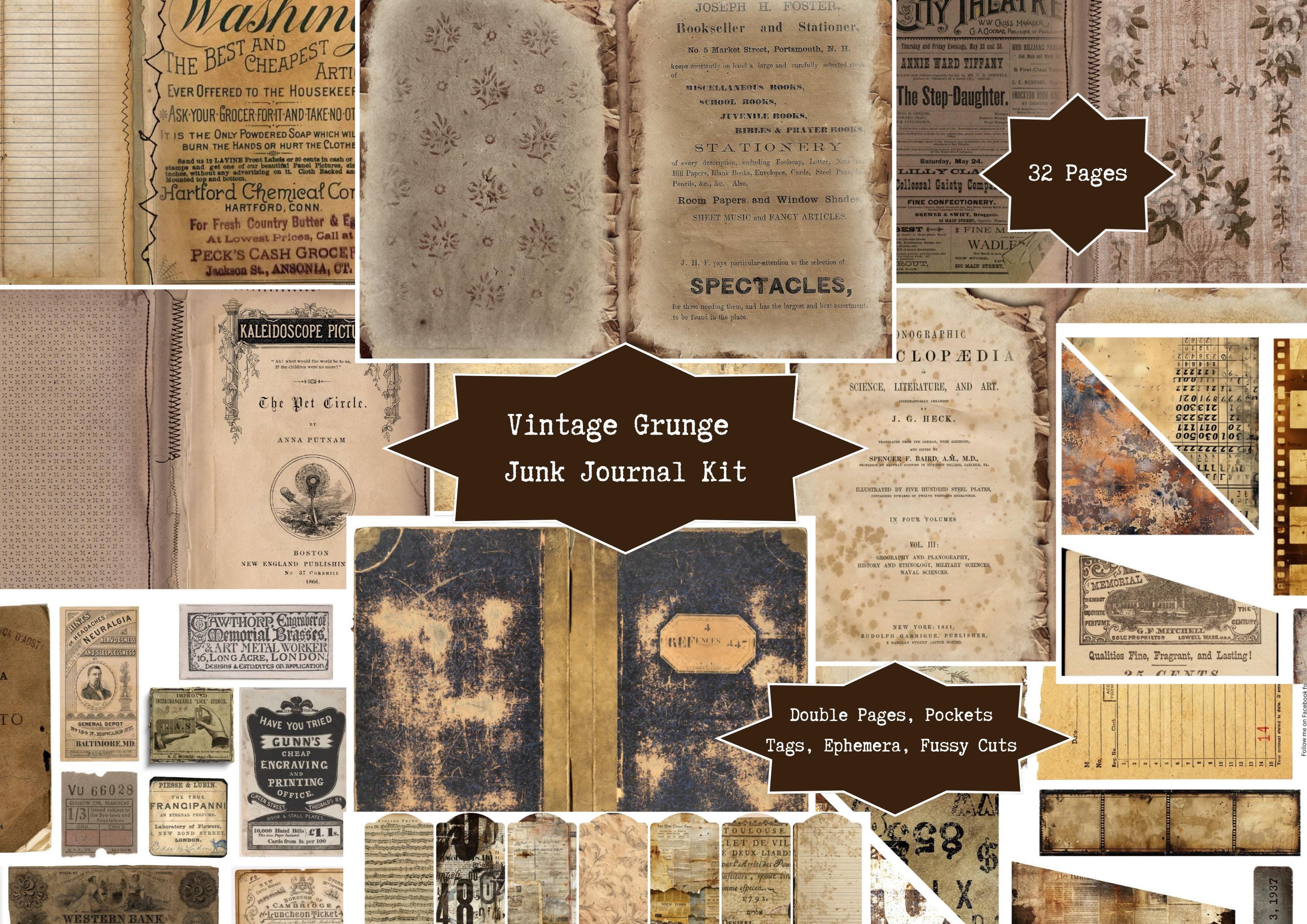 Vintage Grunge Junk Journal Kit | Printable Old Antique Pages ...