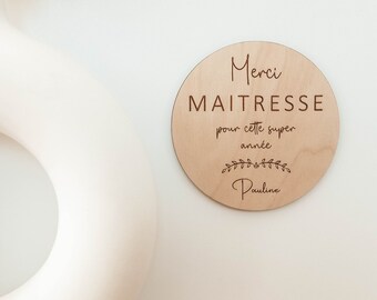 Carte de remerciements pour maitresse/Maitre personnalisée en bois gravée cadeau fin d'année