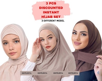 3 pcs instant hijab set,ready hijab,easy hijab,hijab scarf,jersey hijab,cross front hijab,tie back hijab,hijab turban,hijab hat,hijab cap