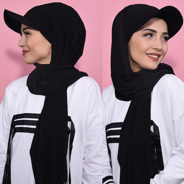 Cappello Hijab, Scialle con berretto e cuffia, Hijab istantaneo, Per l'estate, Hijab sportivo, Hijab islamico, Hijab turco, Sciarpa hijab, Hijab pronto, Turbante hijab, Modesto