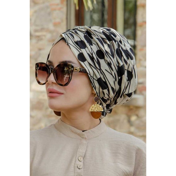Beige Black Patterned Buckled Bonnet Hijab Sports Hijabhijab - Etsy Norway