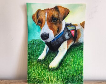 Contemporary Dog Portrait Mixed Media Painting Cute Animal Artwork Dog Art