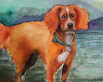 Watercolour Dog Painting Cute Watercolor Dog Animal Art Pet Artwork Pet Dog Art