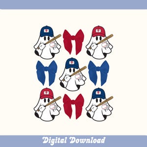 Coquette Philadelphia Baseball Team Png, Baseball Ghost Sublimatie, Preppy Philadelphia Bow, Ghost Holding Baseball Png, Digitale Download