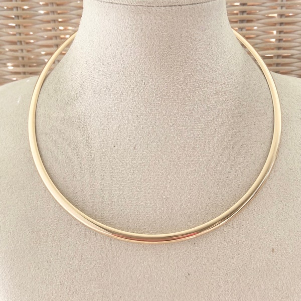 Damenkette Halsreif Goldfarbene Kette Statement Halskette kurz Modeschmuck Choker Blogger Modekette