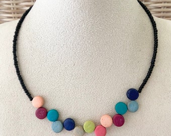 Ladies necklace statement necklace short extravagant fashion necklace handmade in bright colors coconut necklace fashion jewelry glass beads necklace
