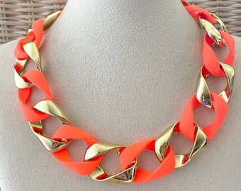 Damenkette Statement Kette Halskette zweifarbig Gliederkette Modeschmuck Chunky Bib  Modekette durch ihre Leichtigkeit angenehm zutragen