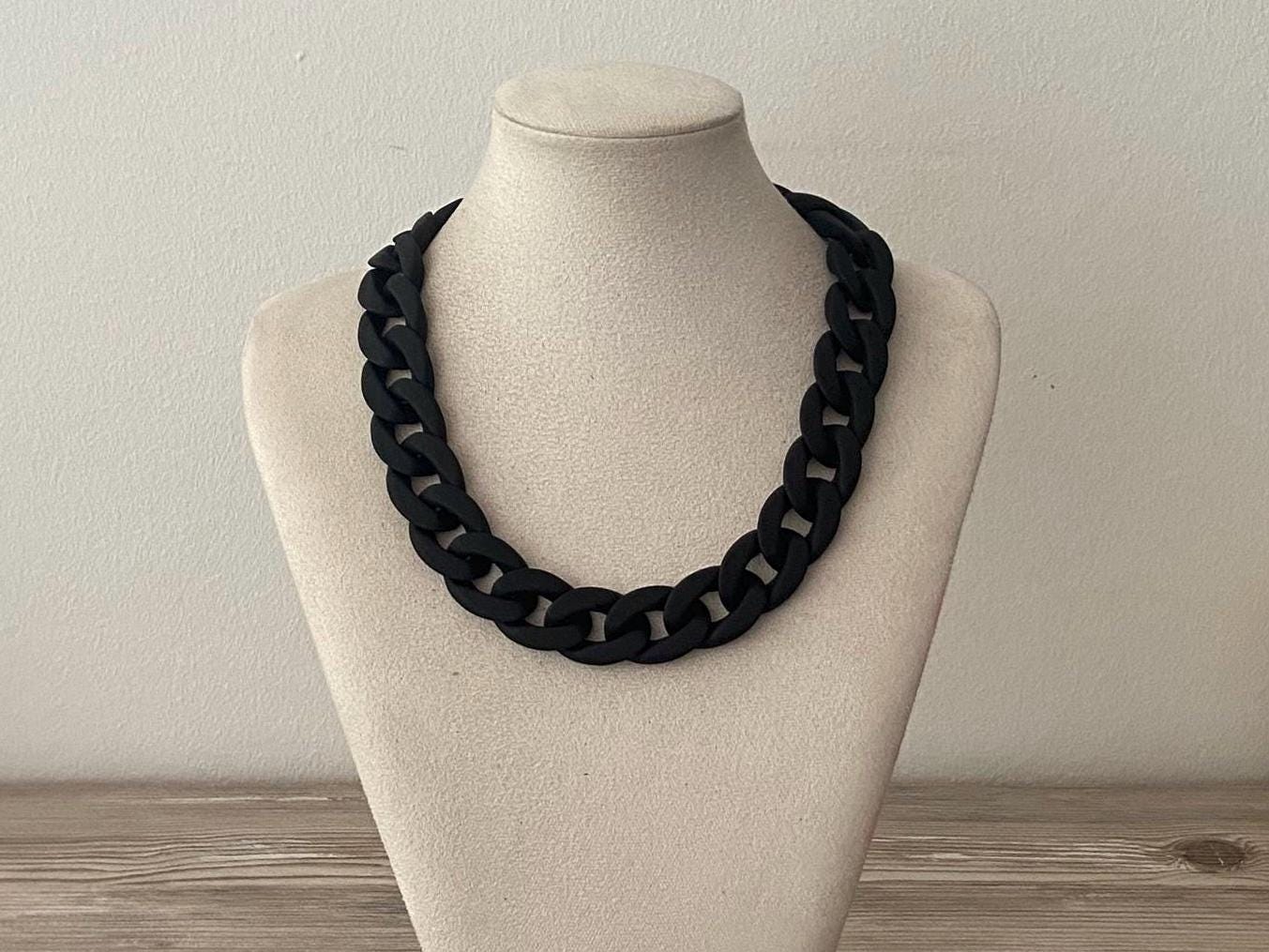 Women's necklace statement necklace fashion jewelry link chain black matt chain short fashion chain