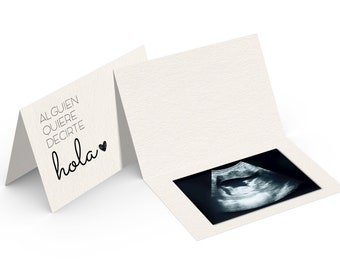 Tarjeta digital anuncio embarazo para ultrasonido Alguien quiere decirte hola
