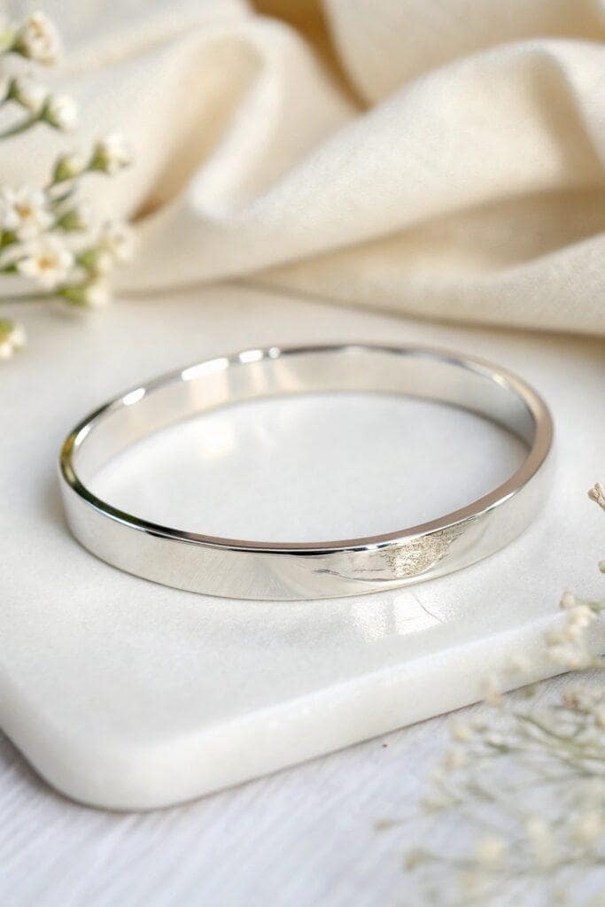 Real Solid 925 Sterling Silver Plain Bangles Simple Bangles Unisex