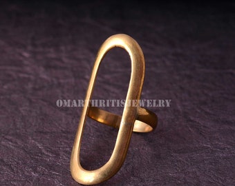 Oval Ring, Large Oval Ring, Simple Oval Ring, Gold Oval Karma Ring ...
