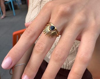 Sun Ring, Rising Sun Ring, Gold Dainty Ring, Spike Ring, Statement Ring, Trendy Ring, Celestial Ring, Minimalist Ring