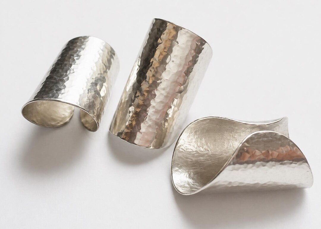 Hammered Sterling Silver Wide Band Ring, Adjustable Boho Thumb Ring - Etsy