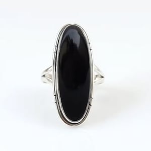 Handmade Oval Black Onyx Ring: 925 Sterling Silver Promise Ring