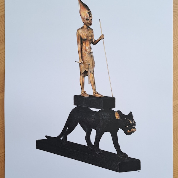 Reproduction Pharaon sur une panthère, du trésor de Toutankhamon