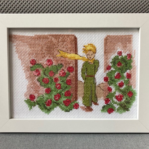 Broderie Le Petit Prince, la roseraie