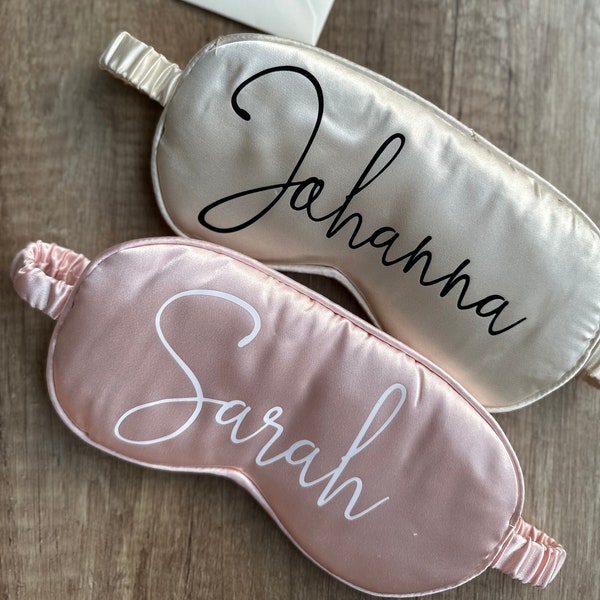 Personalized Satin Sleeping Mask with name| Bridal shower | Bachelorette Party | JGA | Birthday Gift | Maid of Honor Box