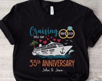 Custom Wedding Anniversary Cruise Shirts, Matching Couples Cruise Personalized Anniversary Shirts, Wedding Anniversary Vacation Cruise Gifts
