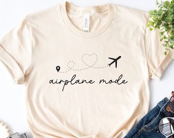 Cute Travel Shirt, Airplane Mode Shirt, Trendy Vacation Shirt, Flight Shirt, Girls Trip Shirt, Heart Airplane Shirt, Summer Travel Gift