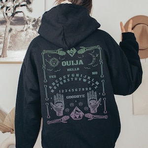 Pastel Ouija Board Hoodie, Witchy Vibes Pastel Goth Hoodie, Back Print Spooky Occult Aesthetic Hoodie, Dark Alternative Clothing, Up to 5XL