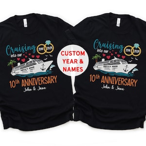 Custom Wedding Anniversary Cruise Shirts, Matching Couples Cruise Personalized Anniversary Shirts, Wedding Anniversary Vacation Cruise Gifts