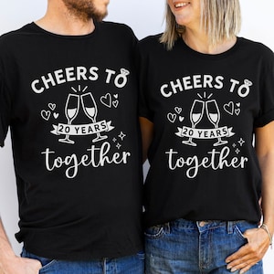 20th Wedding Anniversary Shirts, 20th Anniversary Gift, Husband Wife T-Shirts, Matching Married Couple Tees, Cheers To 20 Years Together