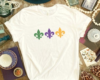 Fleur De Lis Mardi Gras Shirt, Fat Tuesday Shirt, Mardi Gras Party Parade Carnival Shirt, NOLA New Orleans Louisiana Mardi Gras Graphic Tee