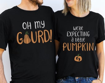 Fall Pregnancy Reveal Shirts, Funny Thanksgiving Baby Announcement Matching Couples Shirts, Expecting A Little Pumpkin, Fall Baby Shower