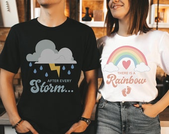 Rainbow Baby Announcement Shirt, Miracle Baby Pregnancy Reveal Matching Couple Shirts, IVF Baby Reveal Mom Dad To Be Tees, New Parents Shirt