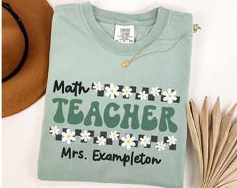 Comfort Colors® Math Teacher Shirt, Custom Math Teacher TShirt, Personalized Math Teacher Gift, Retro Math Teacher Shirt, Name
