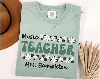 Comfort Colors® Music Teacher Shirt, Custom Music Teacher TShirt, Personalized Music Teacher Gift, Retro Music Teacher Shirt, Name