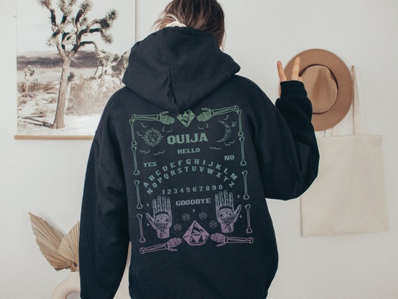 Pastel Ouija Board Hoodie, Witchy Vibes Pastel Goth Hoodie, Back Print Spooky Occult Aesthetic Hoodie, Dark Alternative Clothing, Up to 5XL