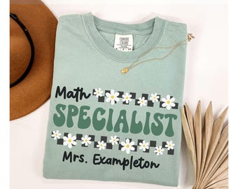 Comfort Colors® Math Specialist Shirt, Custom Math Specialist TShirt, Personalized Math Specialist Gift, Retro Math Teacher Shirt, Name