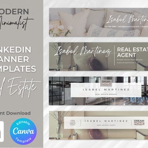 LinkedIn Background Photo | Real Estate Template | Personal Branding | Banner Template | Editable Canva Template | Modern Minimalist