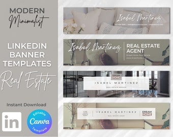 LinkedIn Background Photo | Real Estate Template | Personal Branding | Banner Template | Editable Canva Template | Modern Minimalist