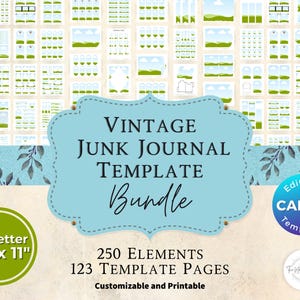 Vintage Junk Journal Template Bundle | Editable Canva Template | Canva Frames | Templates Bundle | DIY Ephemera | Folios | Specimen slides