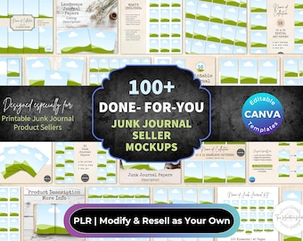 Canva Etsy Listing Templates for Junk Journal Sellers | Etsy Sellers Templates | PLR Digitals | Templates Bundle | Canva Template Mockups