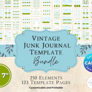 5 x 7&quot; Vintage Junk Journal Template Bundle | Editable Canva Template | Canva Frames | Templates Bundle | DIY Ephemera | Specimen slides