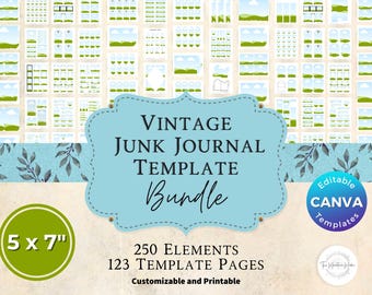 Vintage Junk Journal Canva Template Bundle 5x7 (Digital Download) | Trending Now