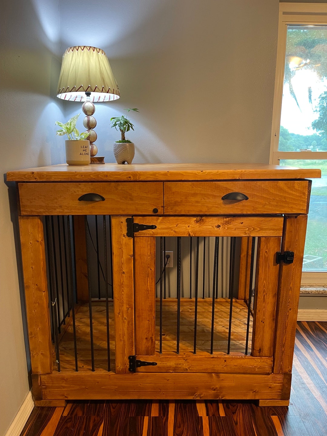 Handmade Wooden Dog Crate: Farmhouse Dog Kennel With Storage Drawers - Etsy